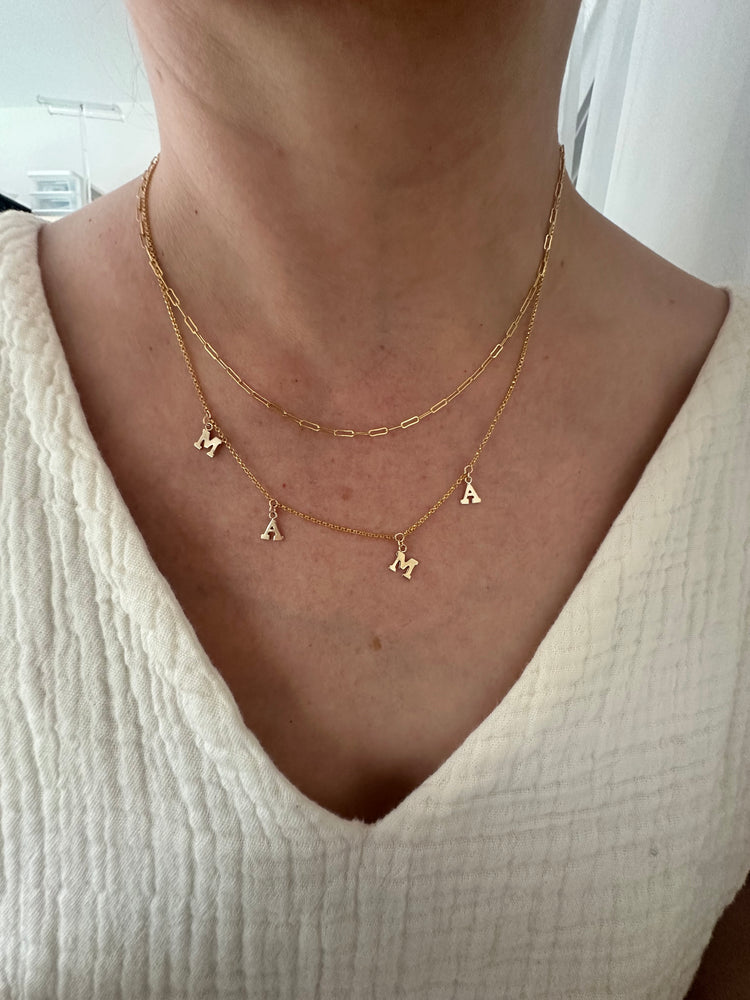 
                  
                    Gold filled MAMA letter necklace
                  
                