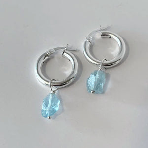
                  
                    Sterling Silver Aquamarine Hoop Earrings
                  
                