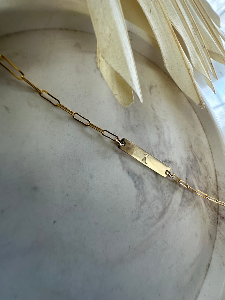 
                  
                    Custom Gold Filled Paperclip Name Plate Bracelet
                  
                