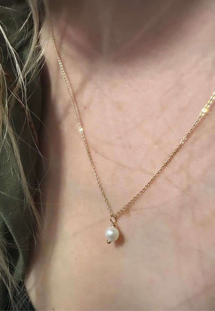Gold Filled Baby Pearl Drop Necklace