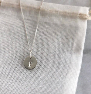 
                  
                    Custom Sterling Silver Initial Disc Necklace
                  
                