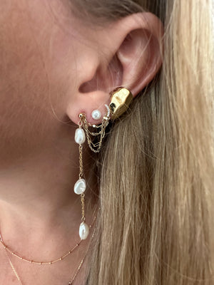 
                  
                    Elongated pearl drop gold filled earring
                  
                