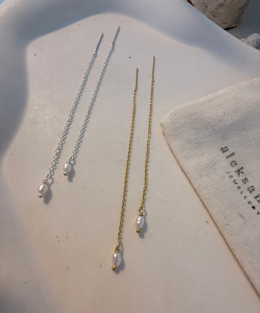 
                  
                    Gold filled pearl threaders
                  
                