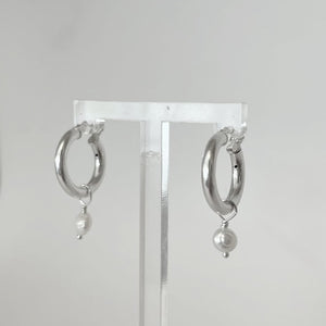 
                  
                    Sterling Silver Pearl Hoop Earrings
                  
                