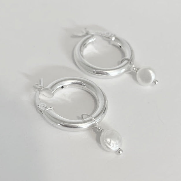 
                  
                    Sterling Silver Pearl Hoop Earrings
                  
                