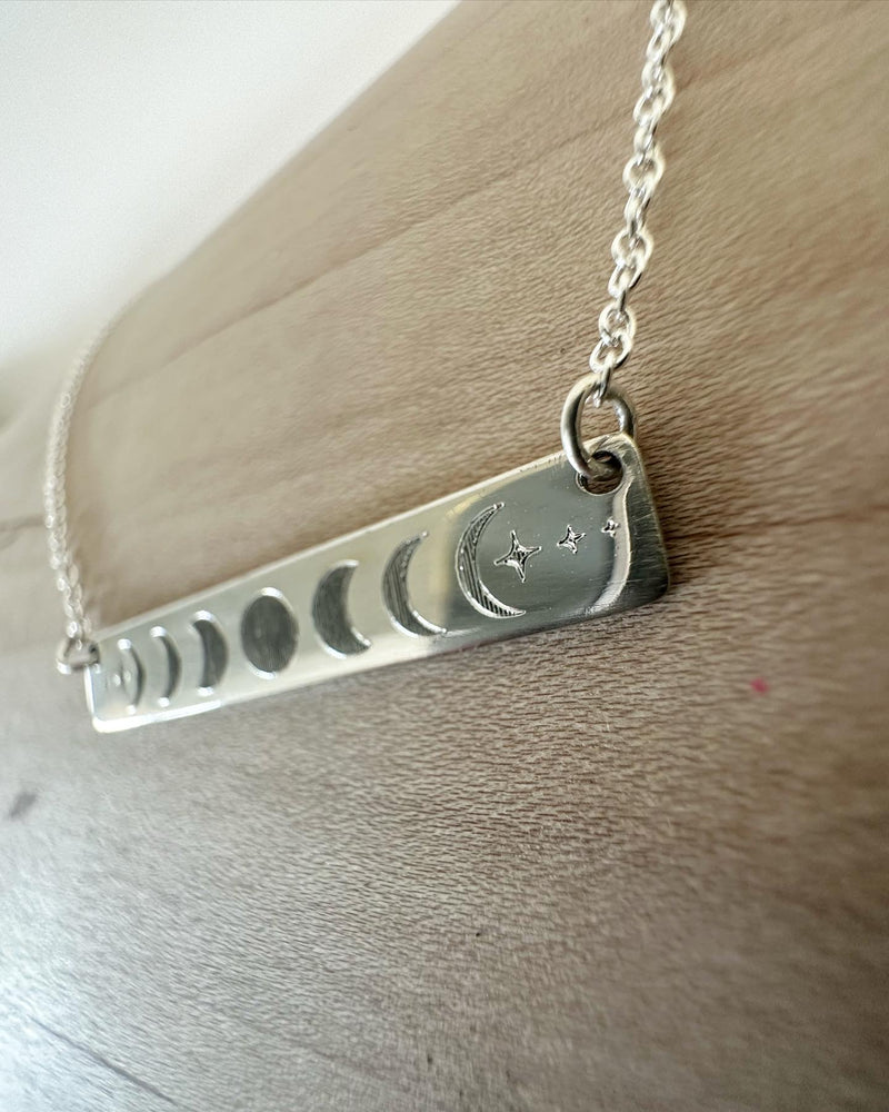 
                  
                    Sterling Silver Moon Phase Bar Necklace
                  
                