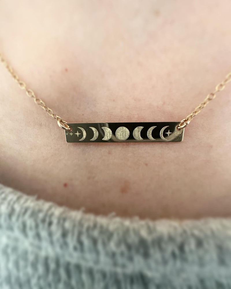 
                  
                    Gold Filled Moon Phase Bar Necklace
                  
                