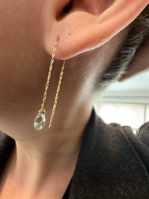 
                  
                    Solid Gold Aquamarine Threader Earrings
                  
                