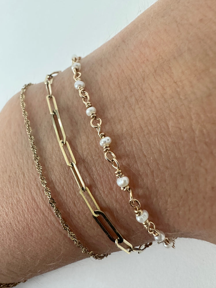 
                  
                    Gold Filled Pearl Chain Bracelet
                  
                