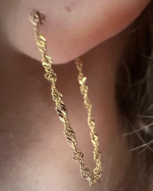 
                  
                    10 Karat Solid Gold Singapore Chain Hoop Earrings
                  
                