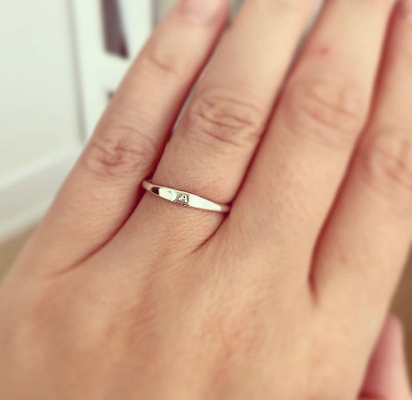 Sterling Silver Skinny Initial Ring