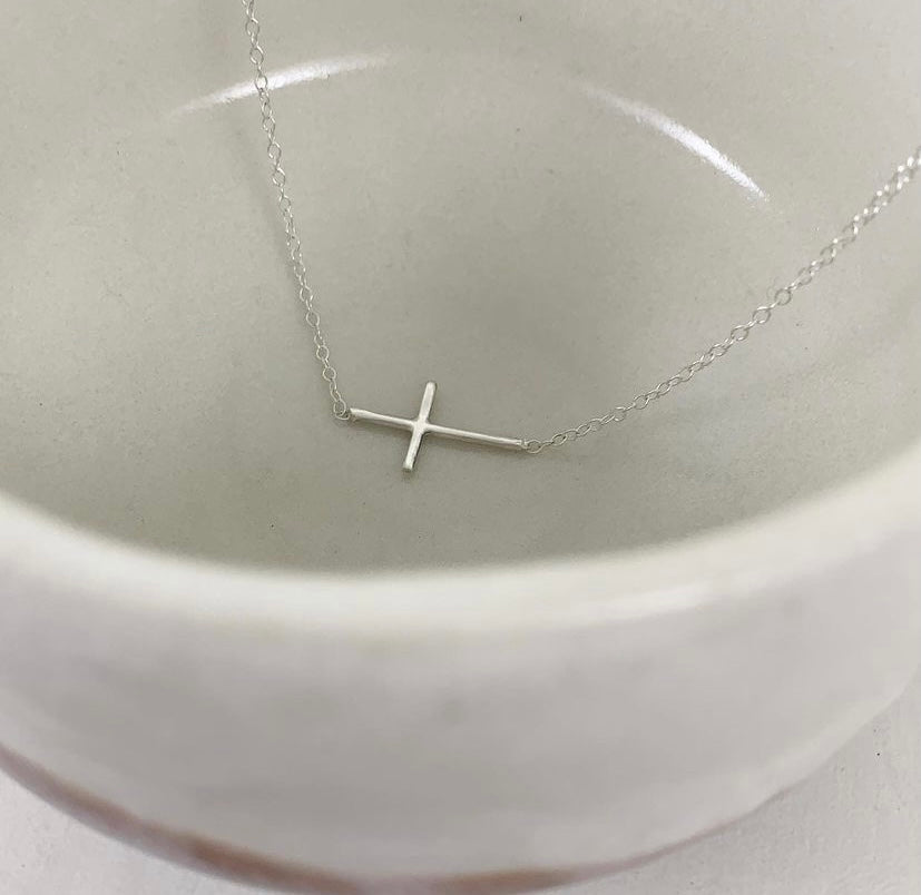 
                  
                    Sterling Silver Crevice Cross Necklace
                  
                