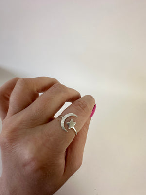
                  
                    Sterling Silver Moon and Star Ring
                  
                