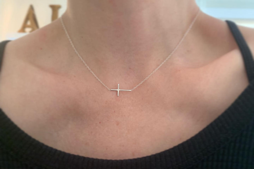 
                  
                    Sterling Silver Crevice Cross Necklace
                  
                