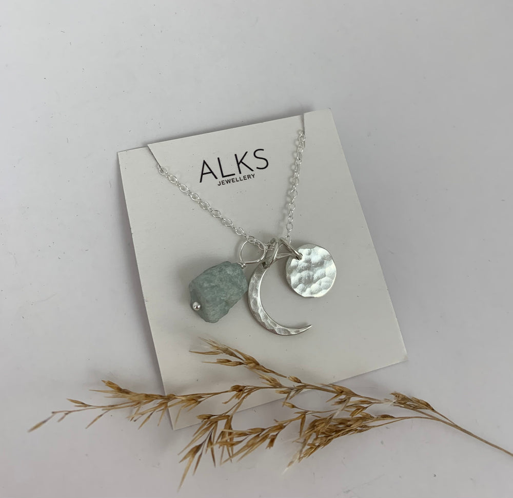 3 in 1 Sterling Silver Lunar Charm Necklace