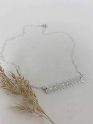 
                  
                    Custom Sterling Silver Horizontal Bar Necklace
                  
                