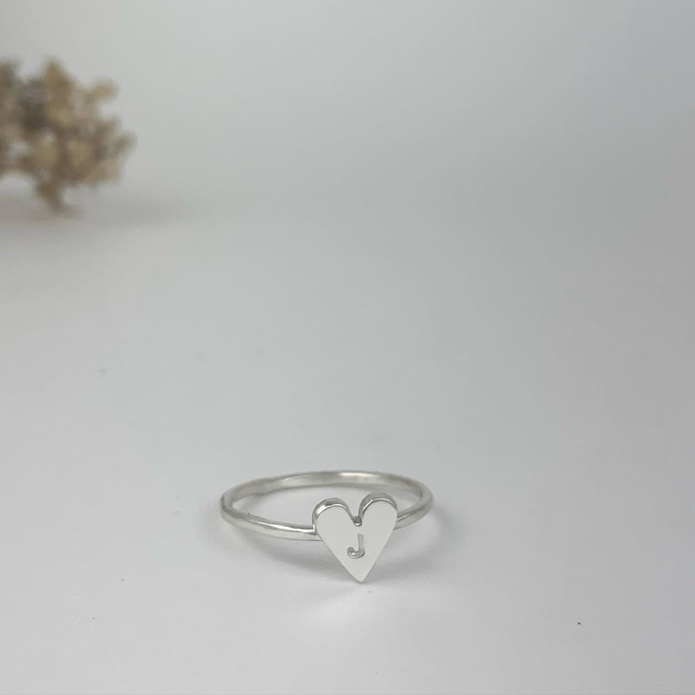 Custom Sterling Silver Initial Heart Ring